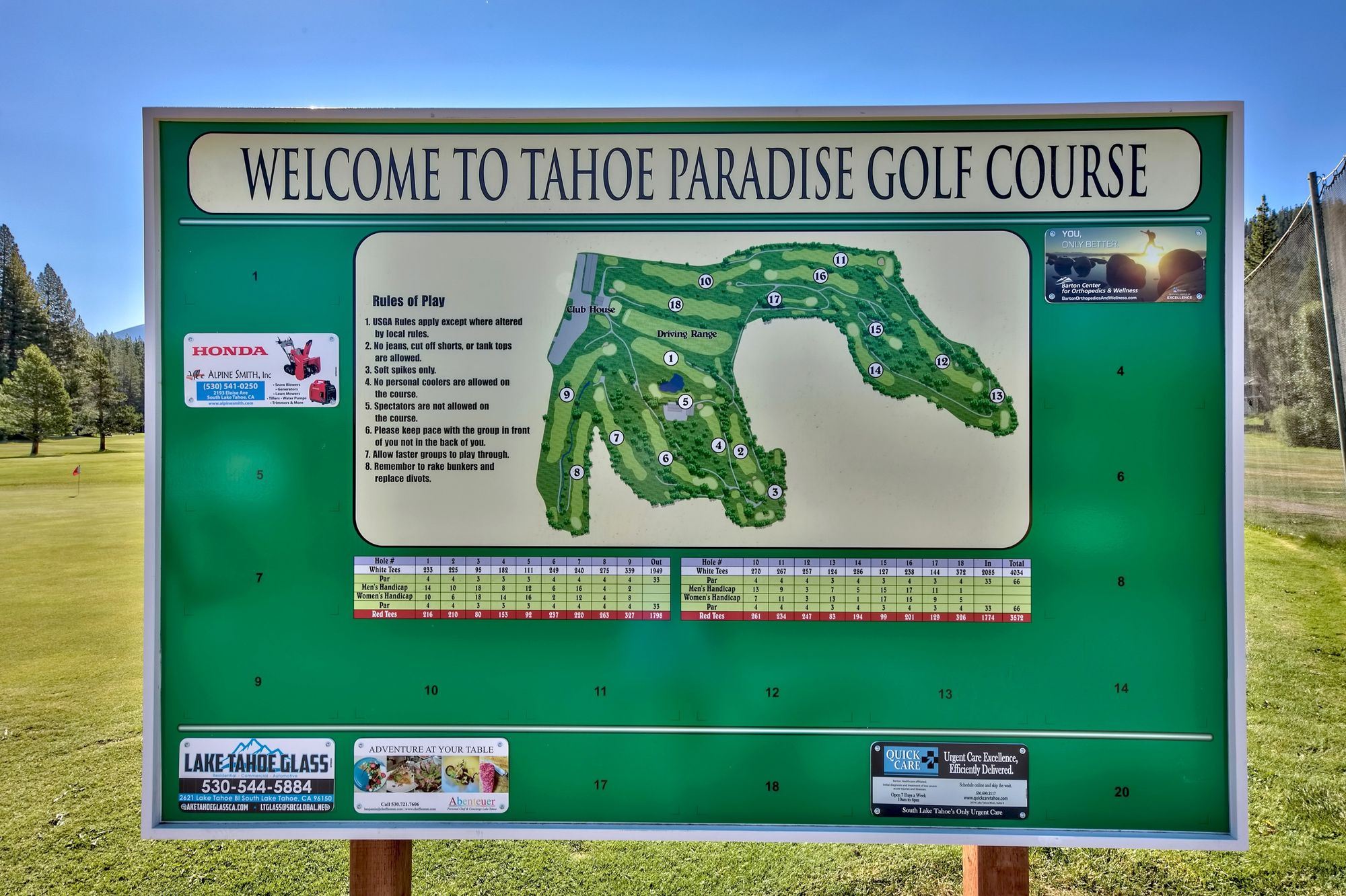 52 Acre Tahoe Paradise Golf Course in South Lake Tahoe CA