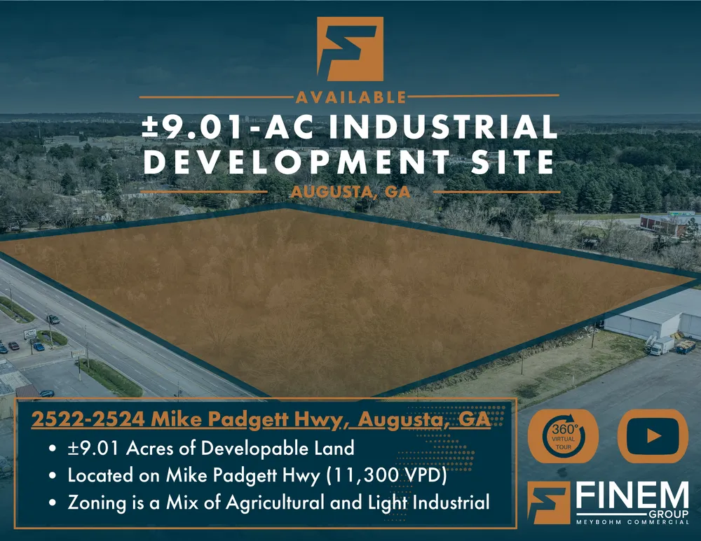 Marketing image for ±9.01-Ac Industrial Development Site, 2522-2524 Mike Padgett Hwy, Augusta, GA